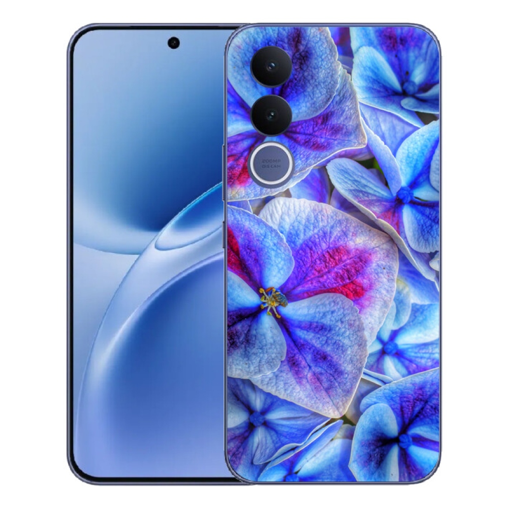 Gelový kryt mmCase na Vivo V70 FE - modré květy 1