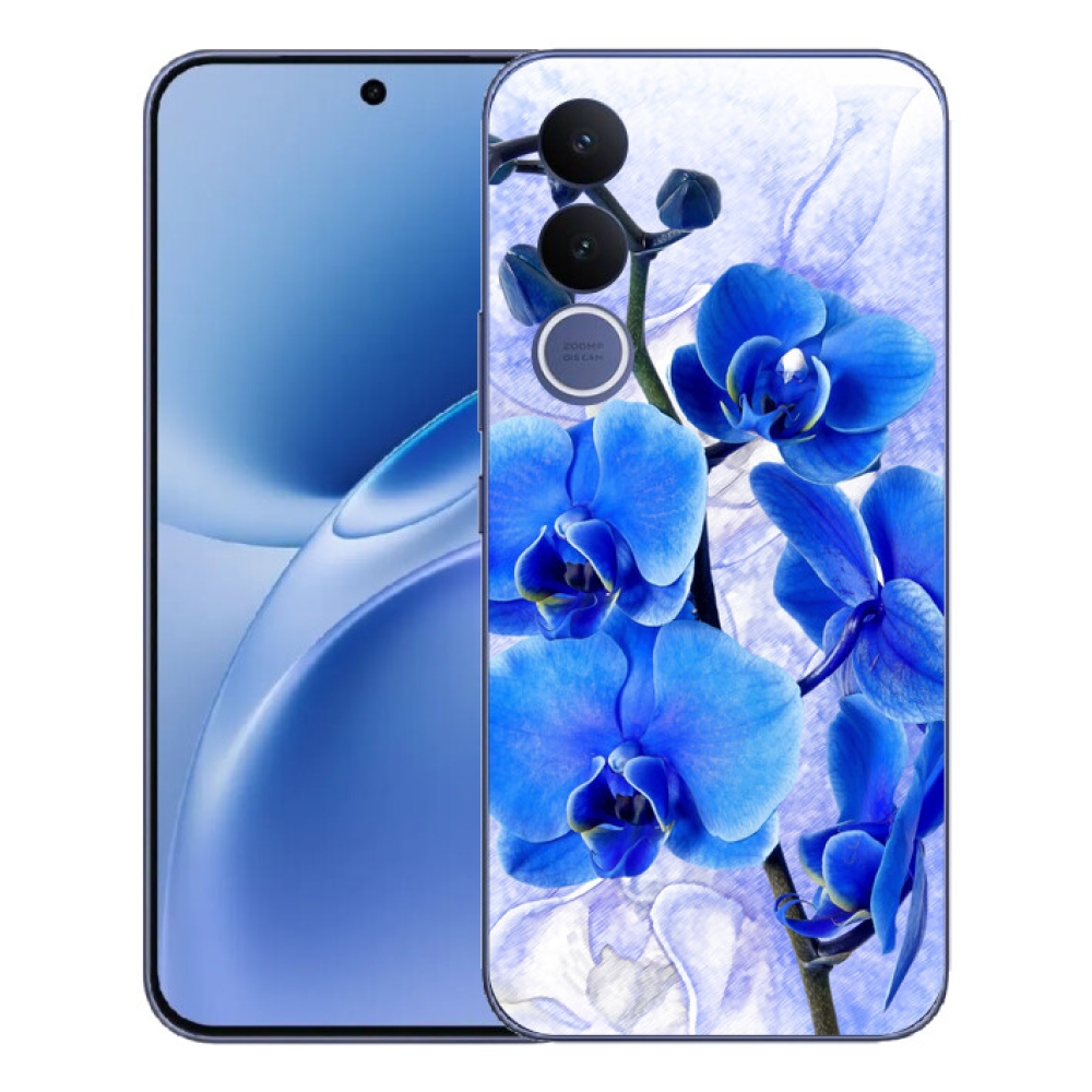 Gelový kryt mmCase na Vivo V70 FE - modré květy