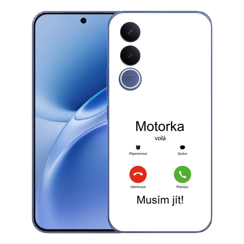 Gelový kryt mmCase na Vivo V70 FE - motorka volá bílé pozadí