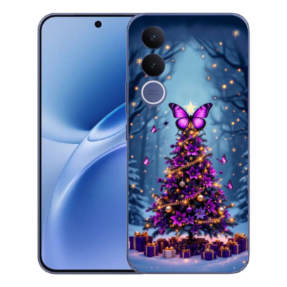 Gelový kryt mmCase na Vivo V70 FE - motýlí vánoční stromek