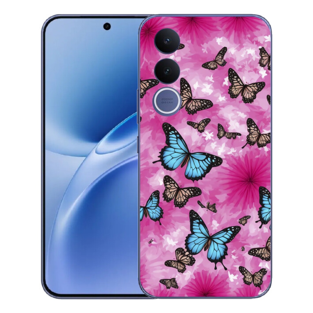 Gelový kryt mmCase na Vivo V70 FE - motýlí zahrada