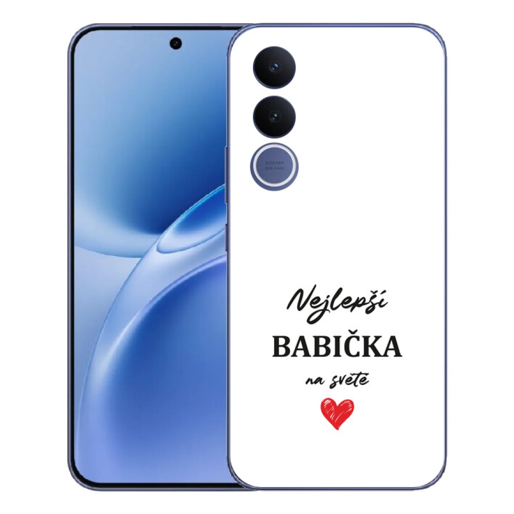 Gelový kryt mmCase na Vivo V70 FE - nejlepší babička 1 bílé pozadí