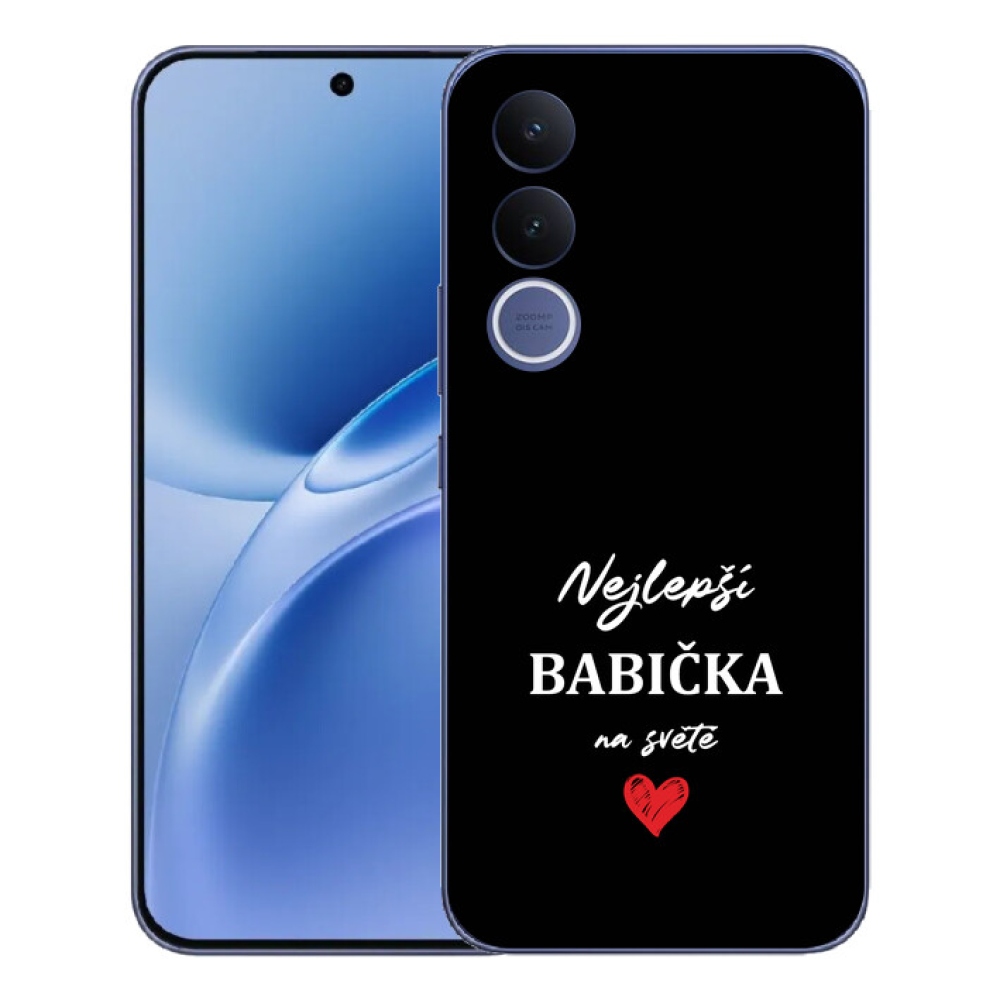 Gelový kryt mmCase na Vivo V70 FE - nejlepší babička 1 černé pozadí