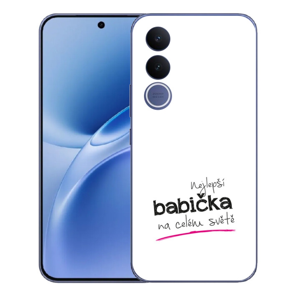 Gelový kryt mmCase na Vivo V70 FE - nejlepší babička 4 bílé pozadí
