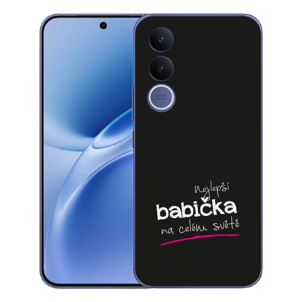 Gelový kryt mmCase na Vivo V70 FE - nejlepší babička 4 černé pozadí