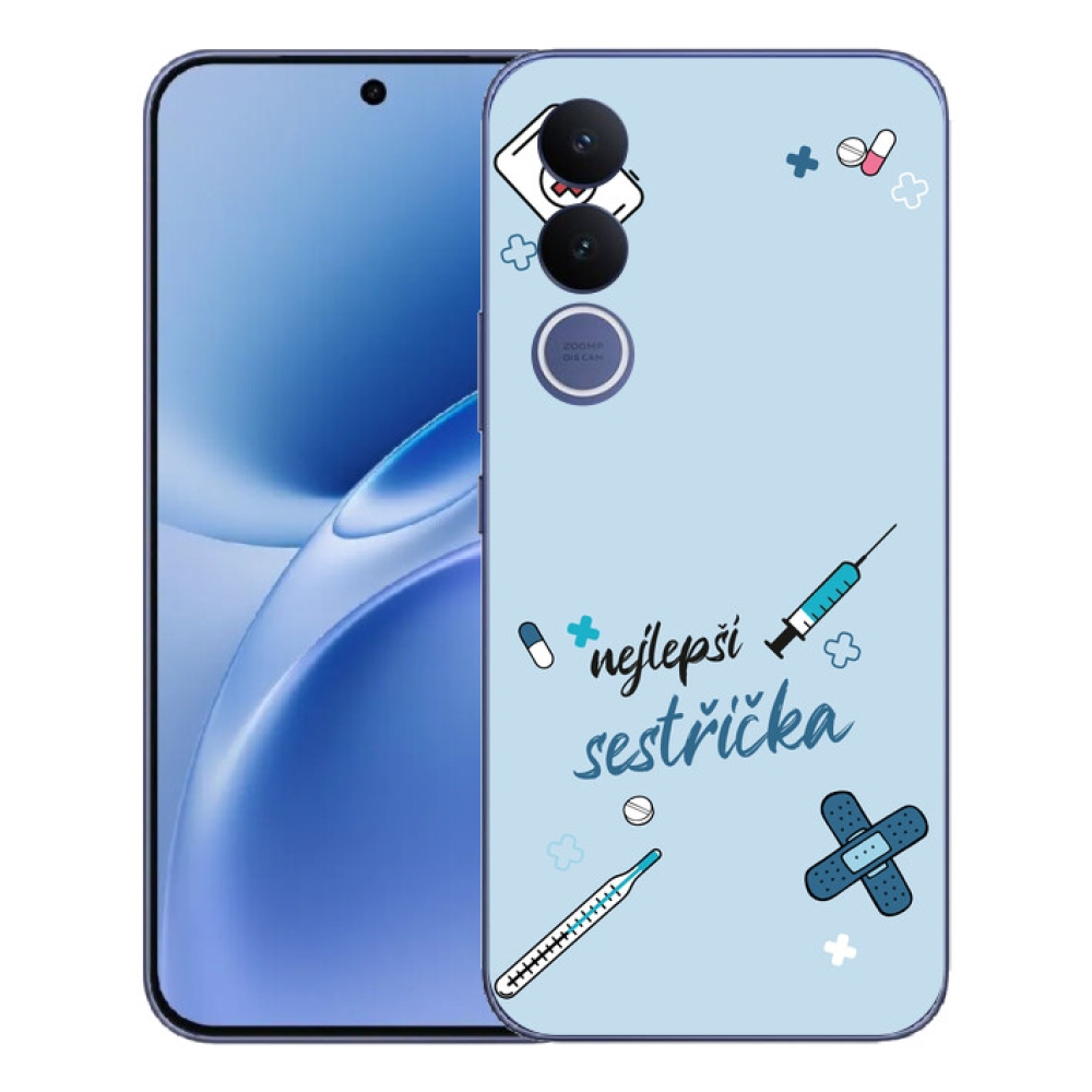 Gelový kryt mmCase na Vivo V70 FE - nejlepší sestřička modré pozadí