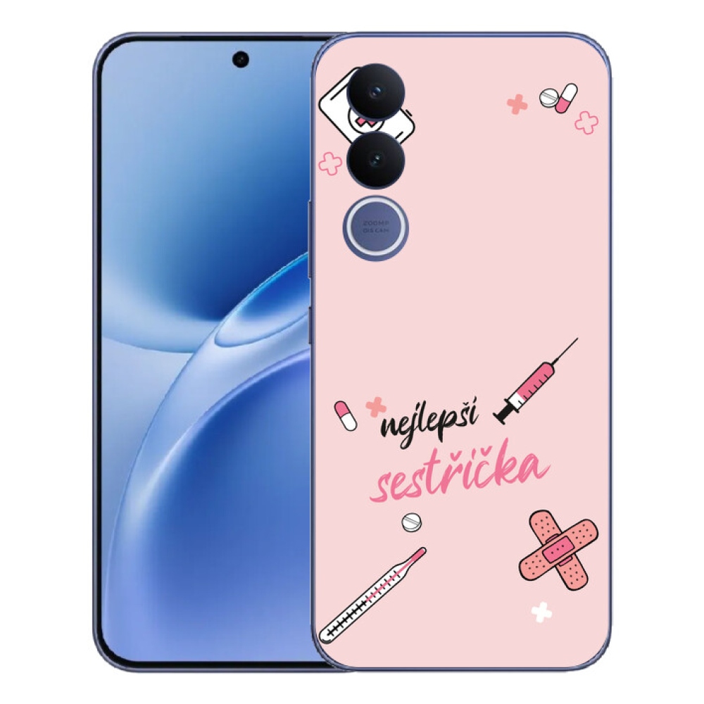 Gelový kryt mmCase na Vivo V70 FE - nejlepší sestřička růžové pozadí