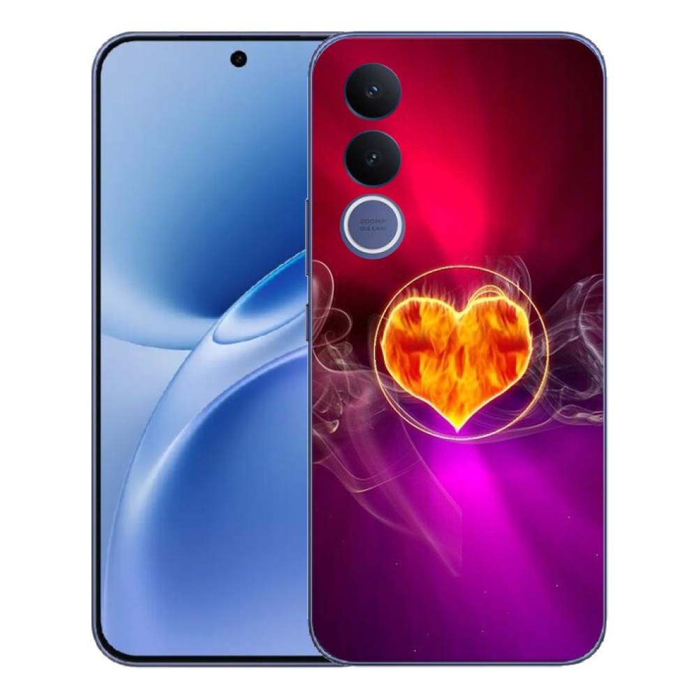 Gelový kryt mmCase na Vivo V70 FE - ohnivé srdce