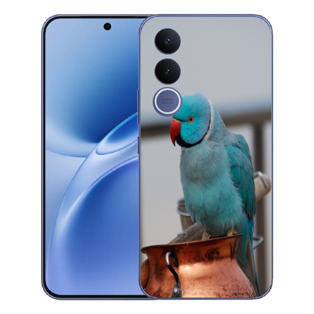 Gelový kryt mmCase na Vivo V70 FE - papoušek alexandr modrý
