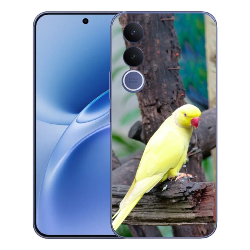 Gelový kryt mmCase na Vivo V70 FE - papoušek alexandr žlutý