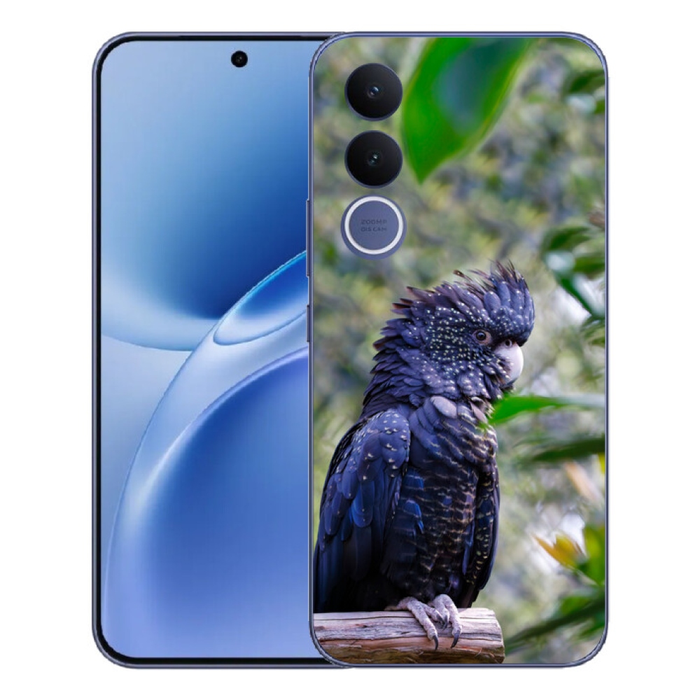 Gelový kryt mmCase na Vivo V70 FE - papoušek kakadu černý
