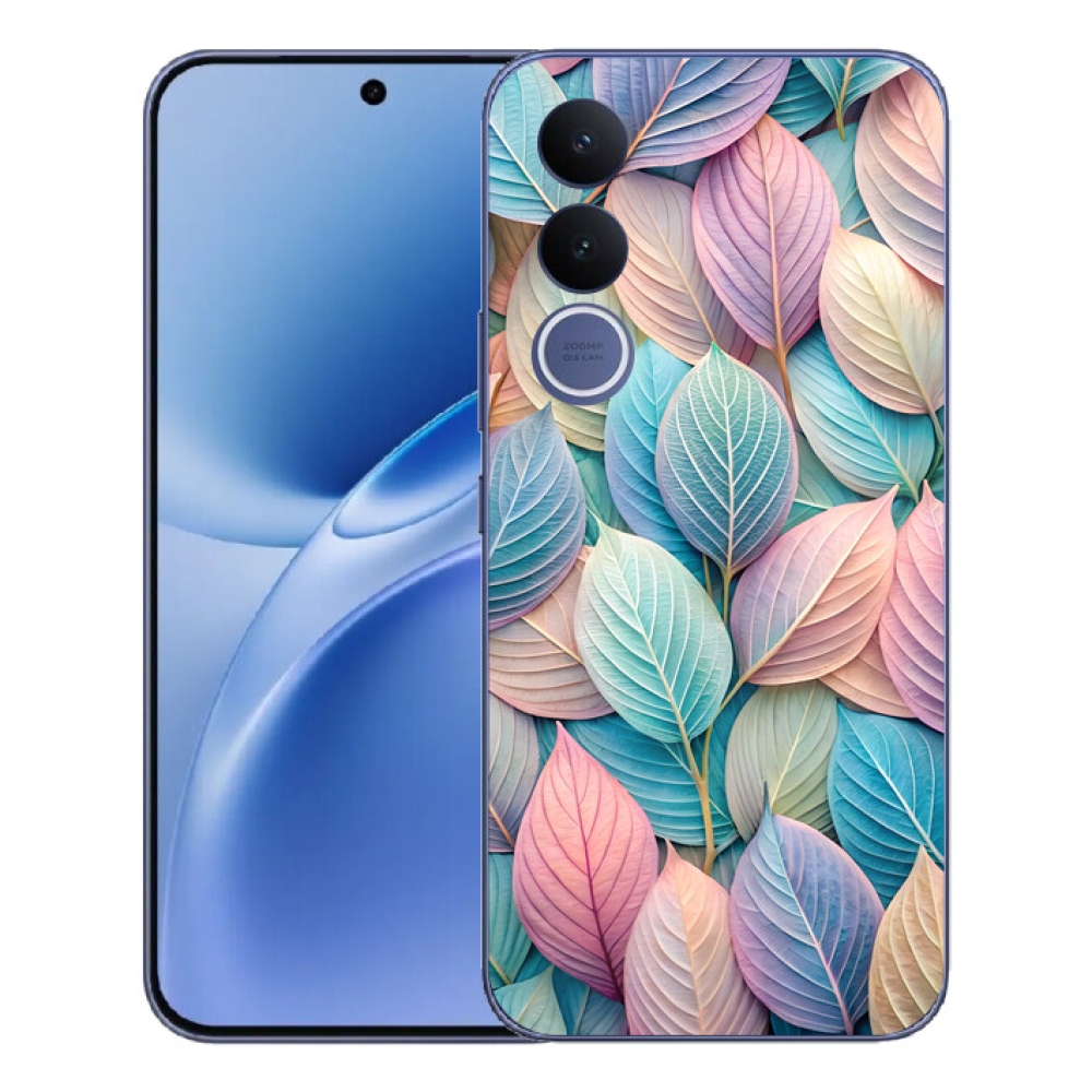 Gelový kryt mmCase na Vivo V70 FE - pastelové listy