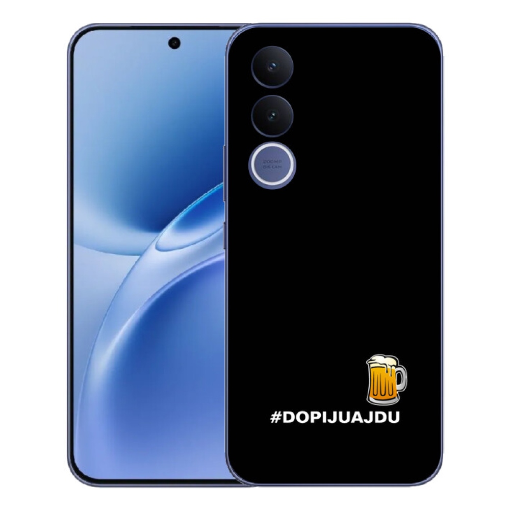 Gelový kryt mmCase na Vivo V70 FE - pivní motiv 1 černé pozadí