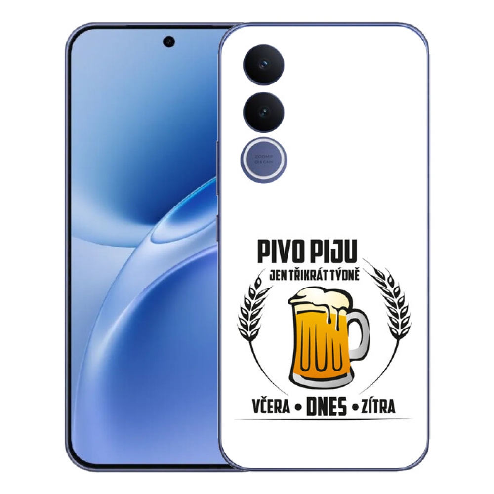 Gelový kryt mmCase na Vivo V70 FE - pivní motiv bílé pozadí