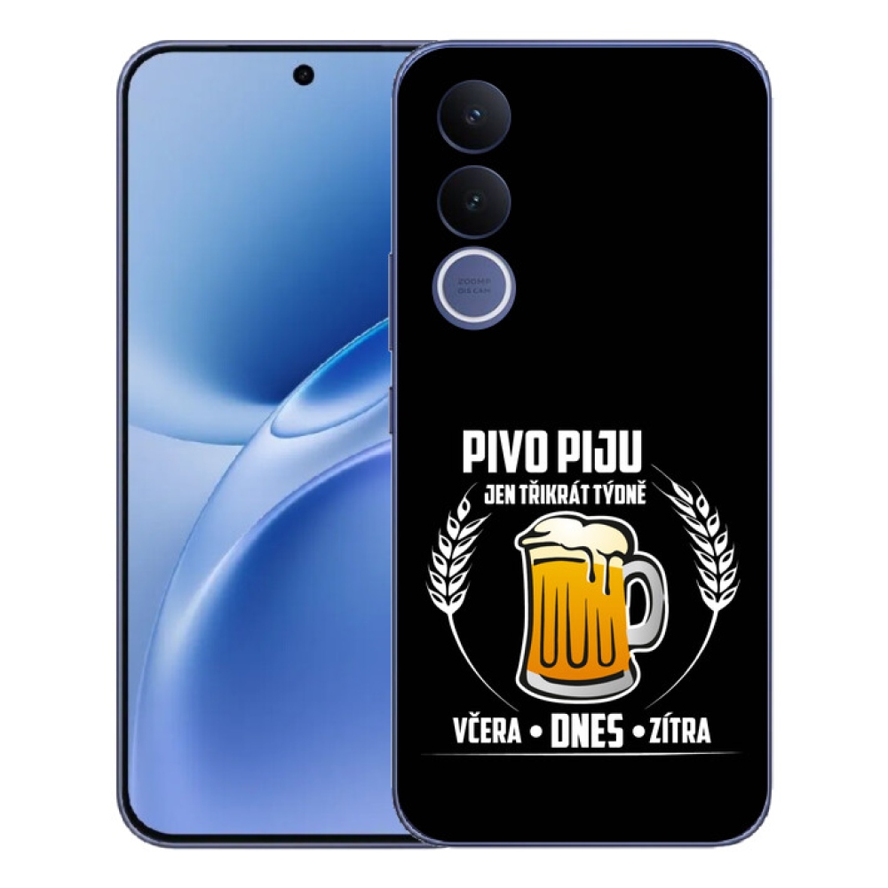 Gelový kryt mmCase na Vivo V70 FE - pivní motiv černé pozadí