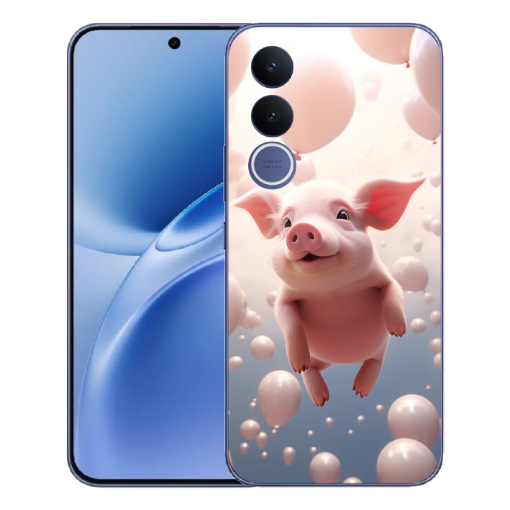 Gelový kryt mmCase na Vivo V70 FE - prasátko s balónky