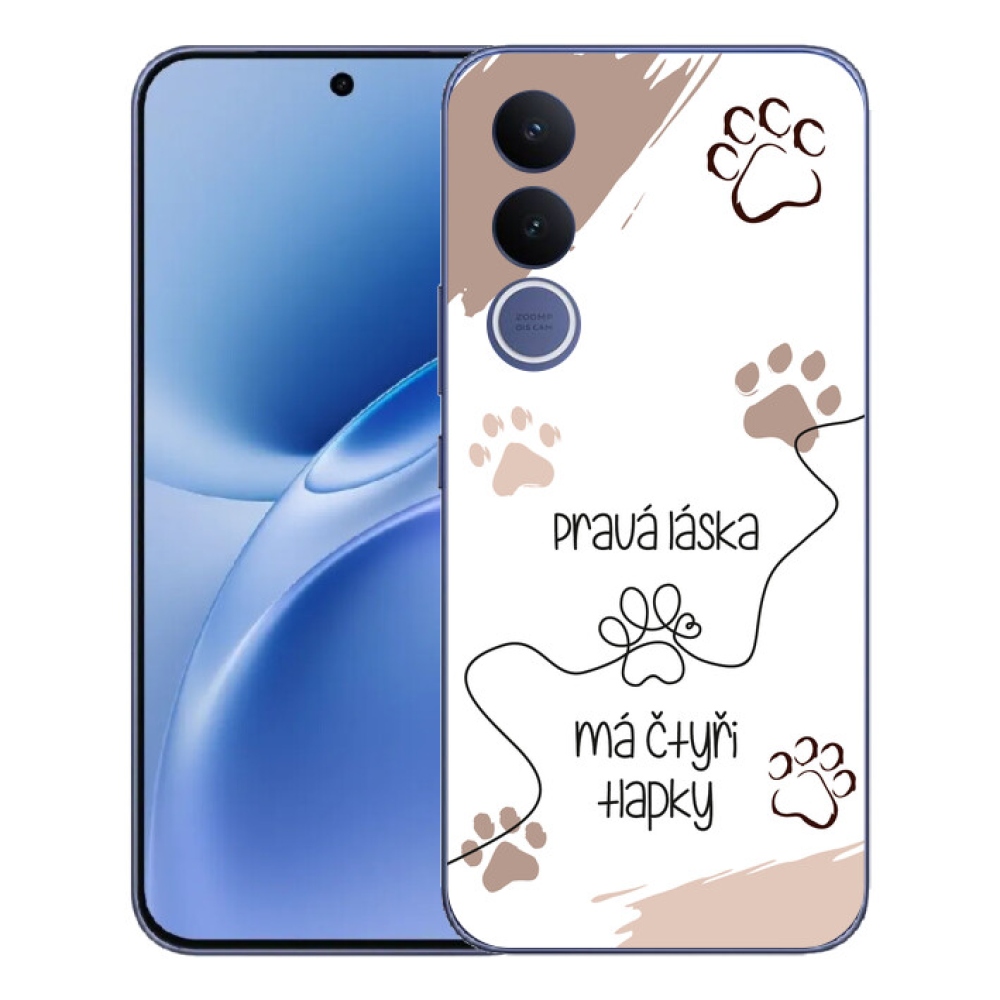 Gelový kryt mmCase na Vivo V70 FE - psí motiv 1 bílé pozadí