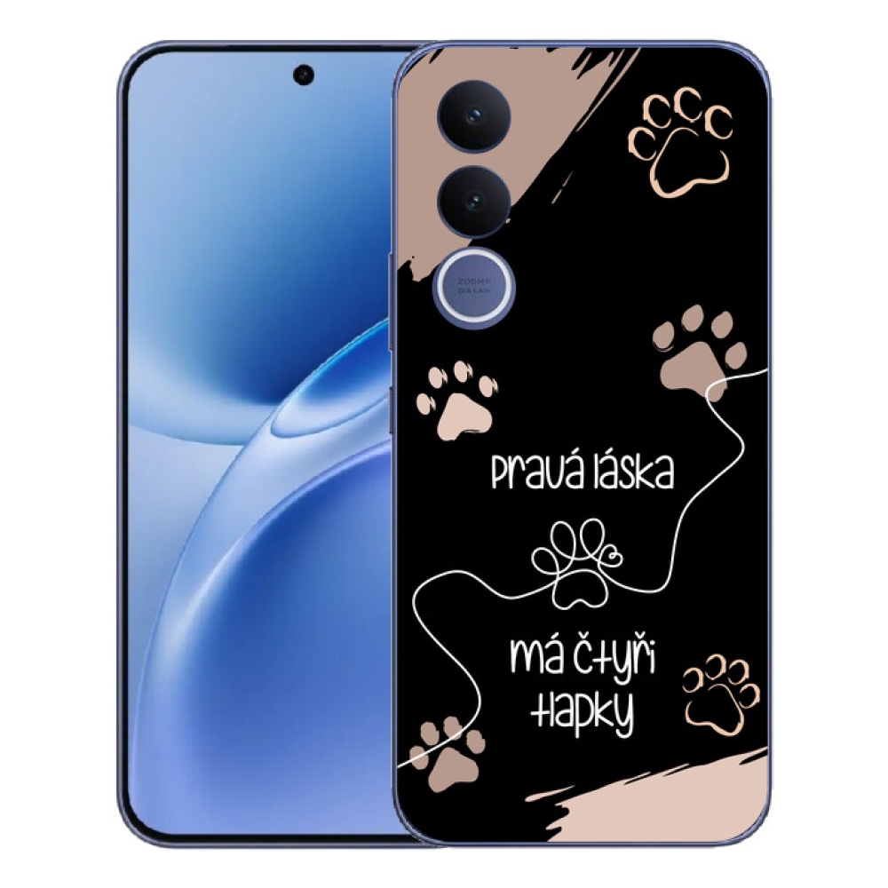 Gelový kryt mmCase na Vivo V70 FE - psí motiv 1 černé pozadí