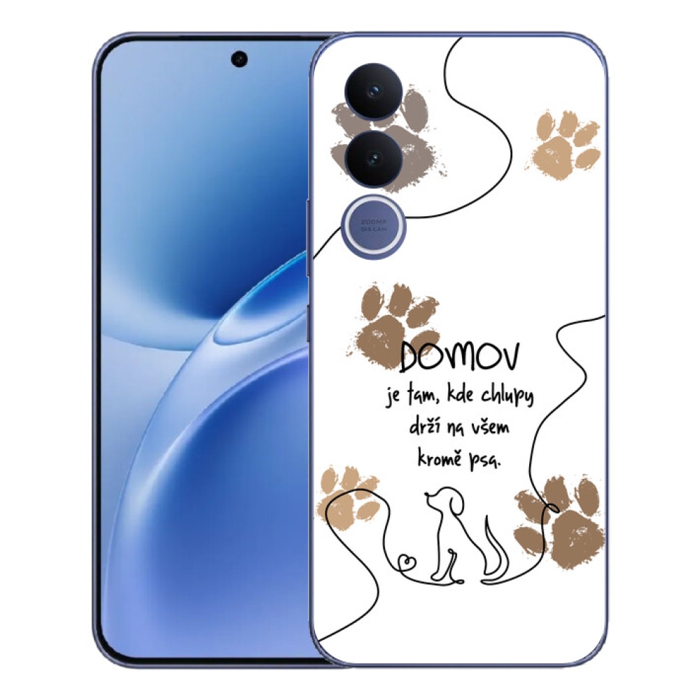 Gelový kryt mmCase na Vivo V70 FE - psí motiv bílé pozadí