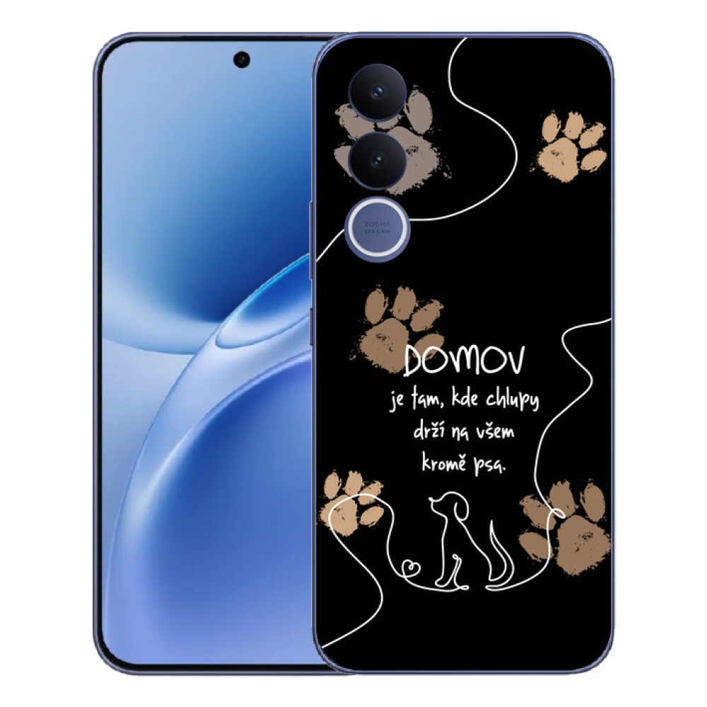 Gelový kryt mmCase na Vivo V70 FE - psí motiv černé pozadí