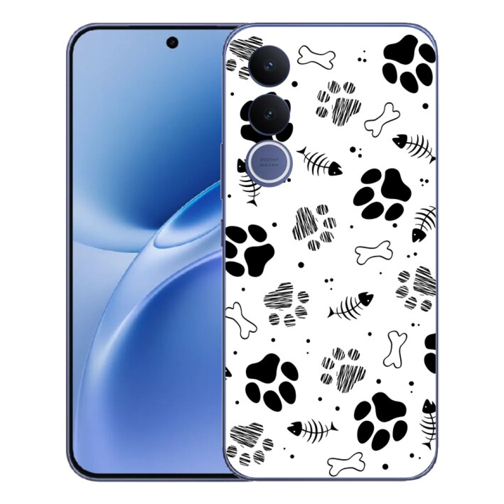 Gelový kryt mmCase na Vivo V70 FE - psí tlapky 1