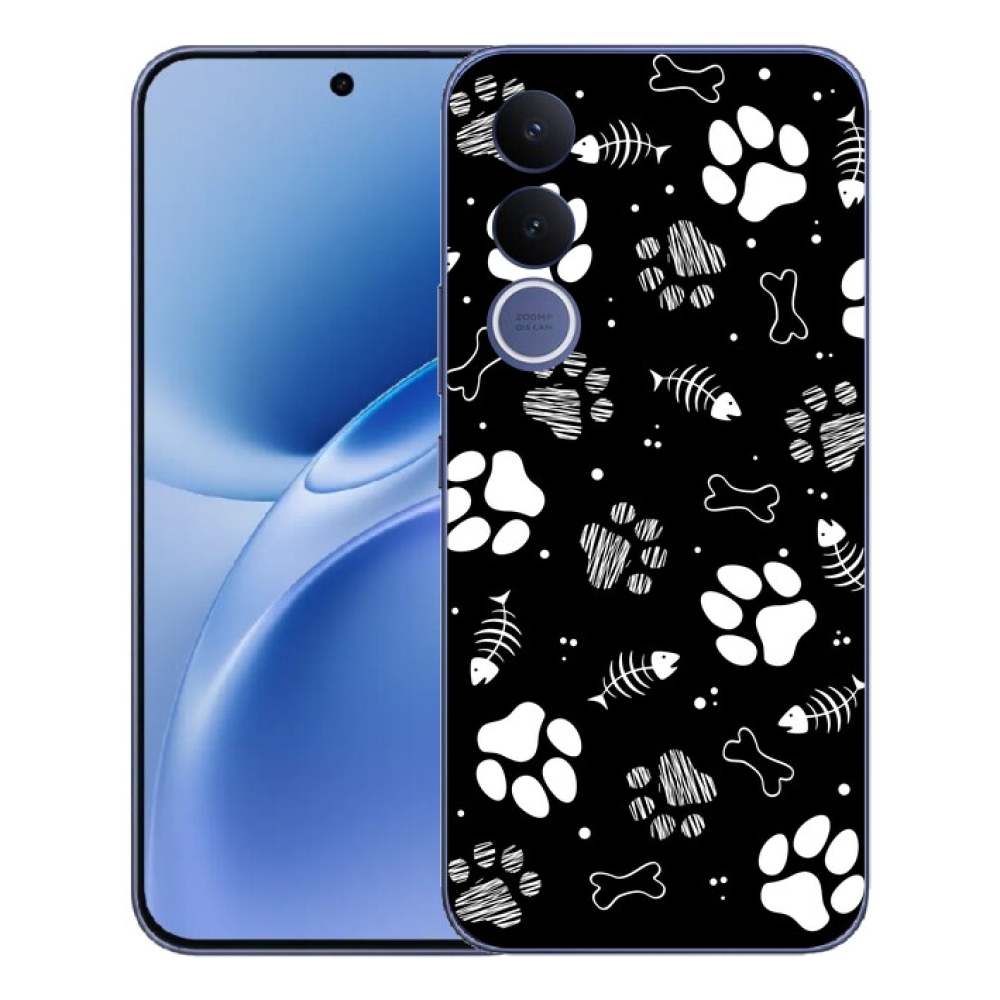 Gelový kryt mmCase na Vivo V70 FE - psí tlapky