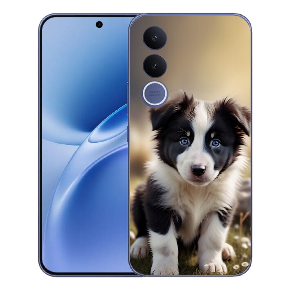 Gelový kryt mmCase na Vivo V70 FE - roztomilá border kolie