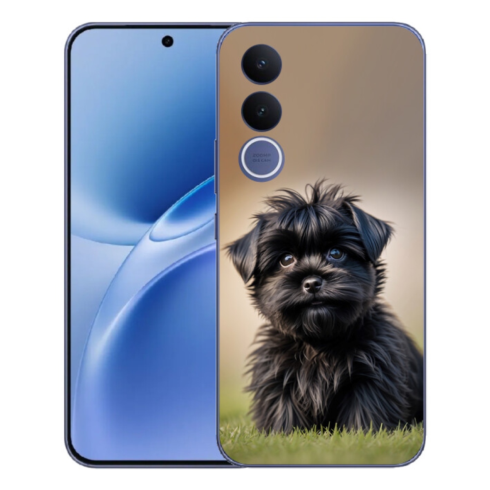 Gelový kryt mmCase na Vivo V70 FE - roztomilý černý pejsek