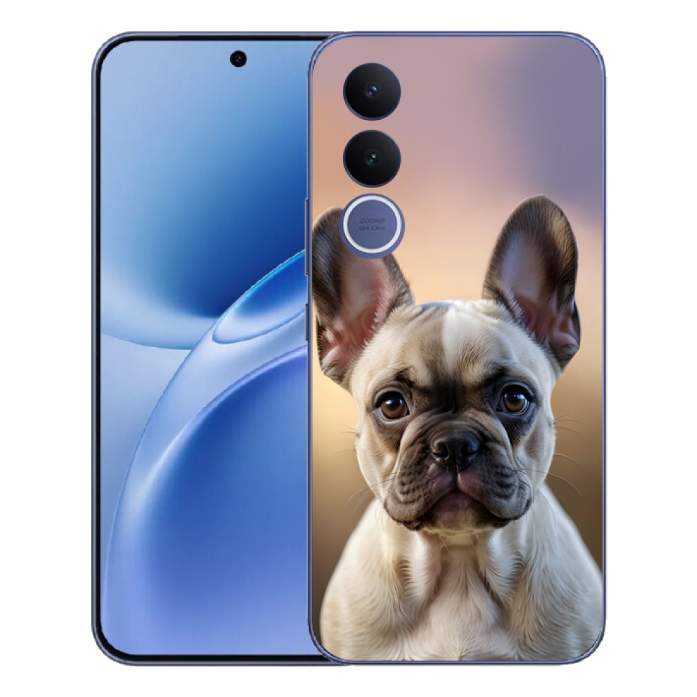 Gelový kryt mmCase na Vivo V70 FE - roztomilý francouzský buldoček