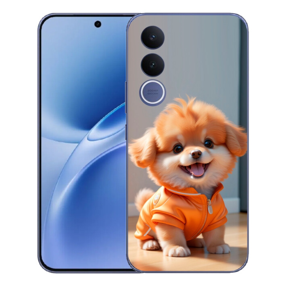 Gelový kryt mmCase na Vivo V70 FE - roztomilý pomeranian v mikině