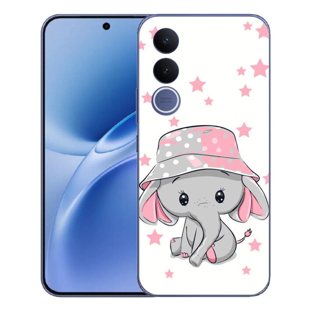 Gelový kryt mmCase na Vivo V70 FE - růžový slon