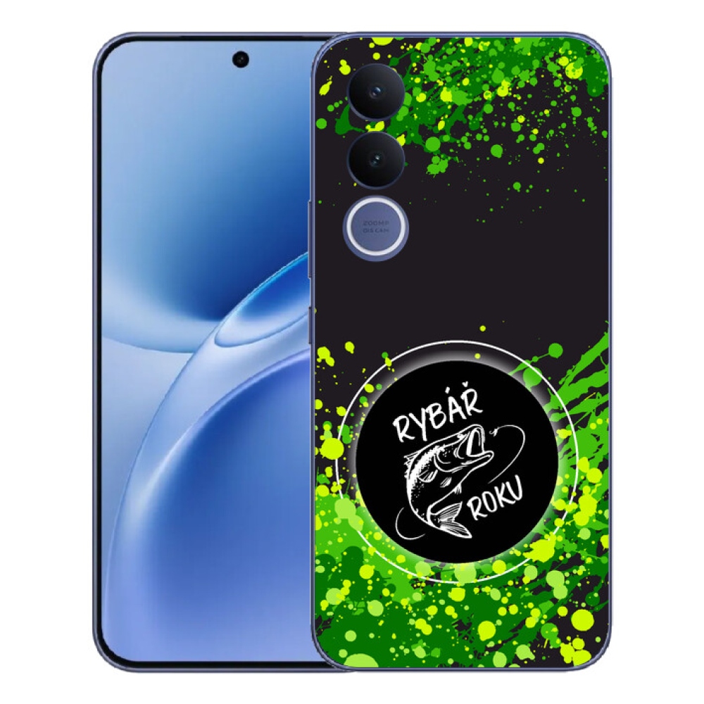 Gelový kryt mmCase na Vivo V70 FE - rybář roku černé pozadí