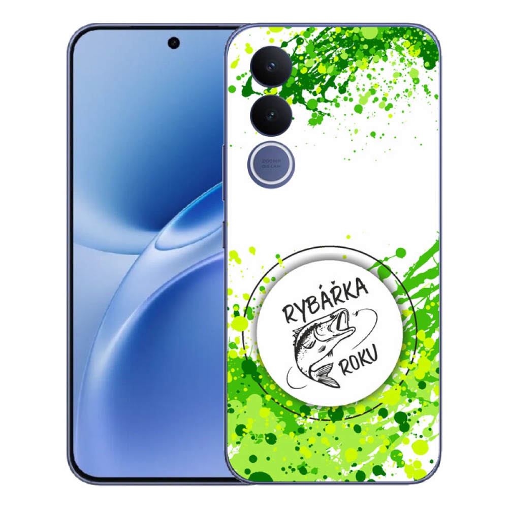 Gelový kryt mmCase na Vivo V70 FE - rybářka roku bílé pozadí