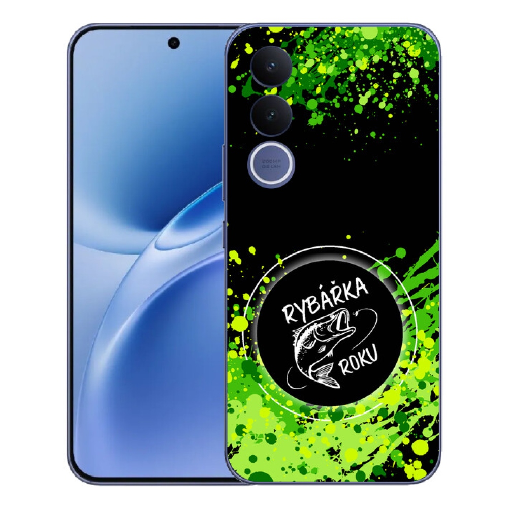 Gelový kryt mmCase na Vivo V70 FE - rybářka roku černé pozadí