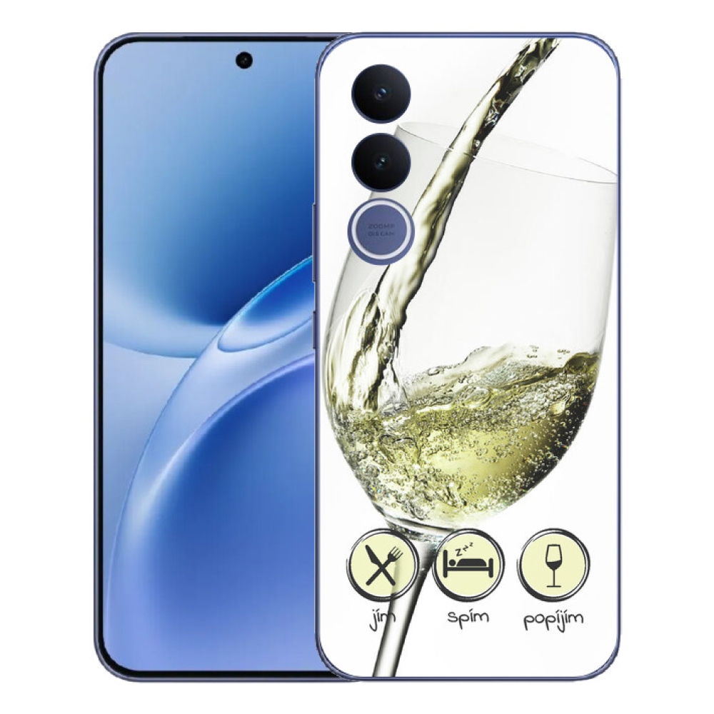 Gelový kryt mmCase na Vivo V70 FE - sklenička vína bílé