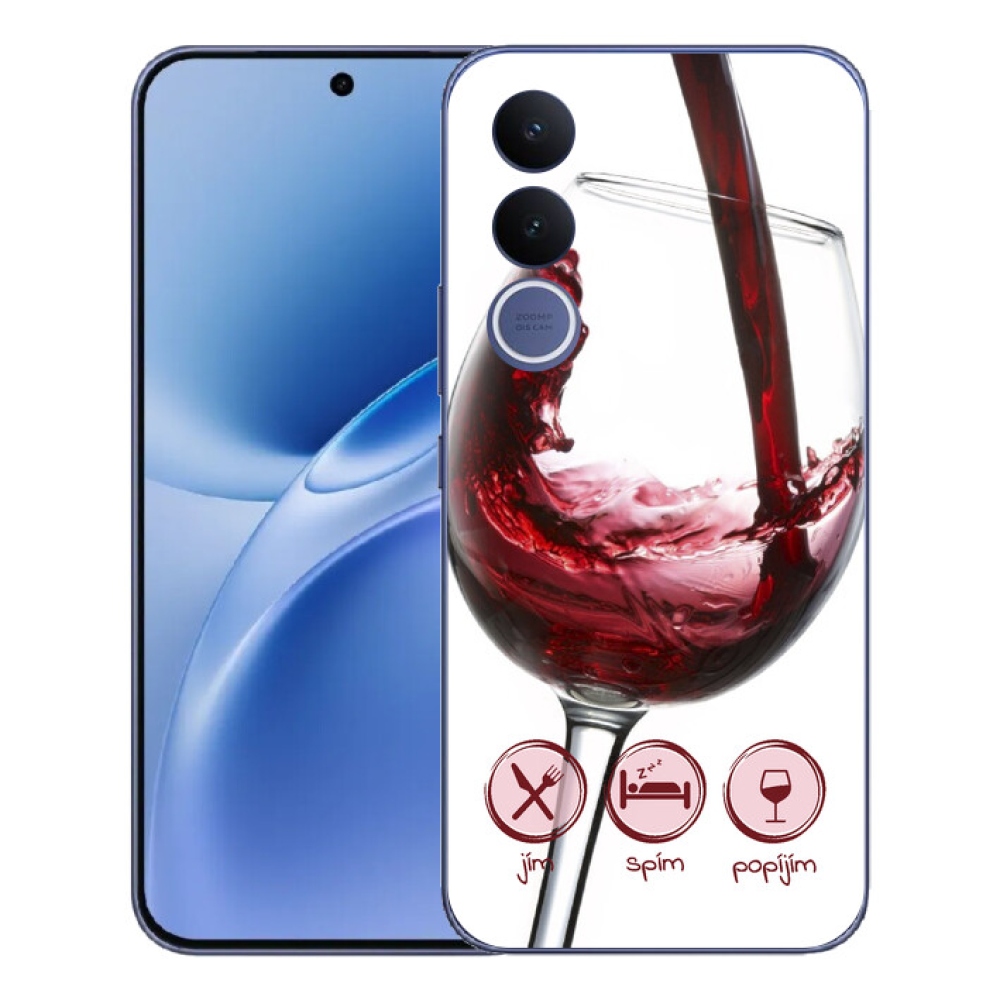 Gelový kryt mmCase na Vivo V70 FE - sklenička vína červené