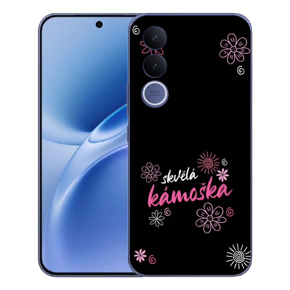 Gelový kryt mmCase na Vivo V70 FE - skvělá kámoška černé pozadí