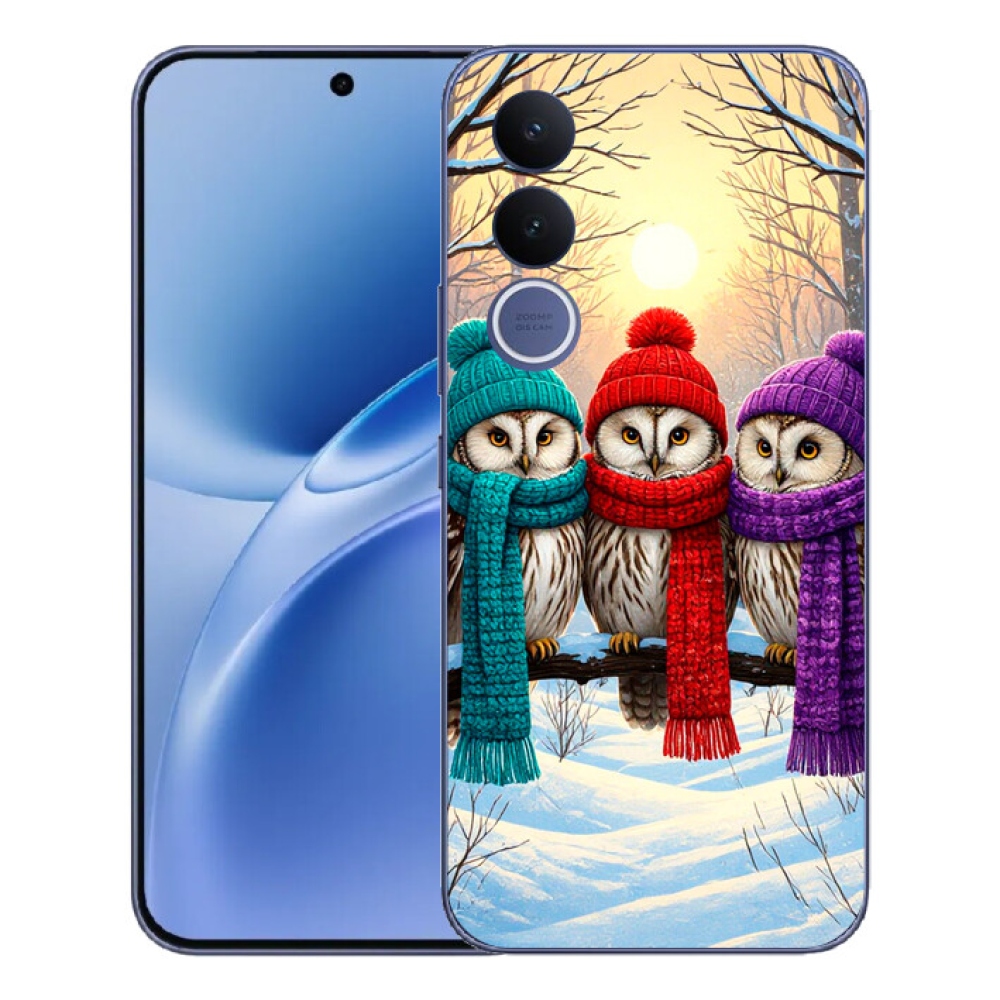 Gelový kryt mmCase na Vivo V70 FE - soví přátelé