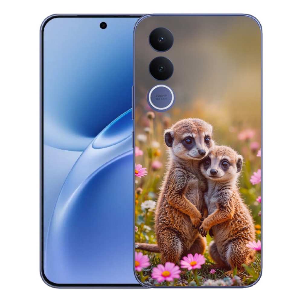 Gelový kryt mmCase na Vivo V70 FE - surikatí duo