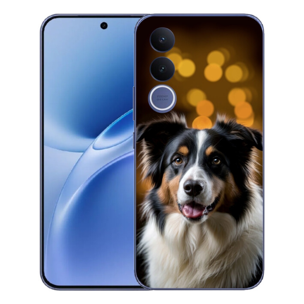 Gelový kryt mmCase na Vivo V70 FE - usměvavý australský ovčák