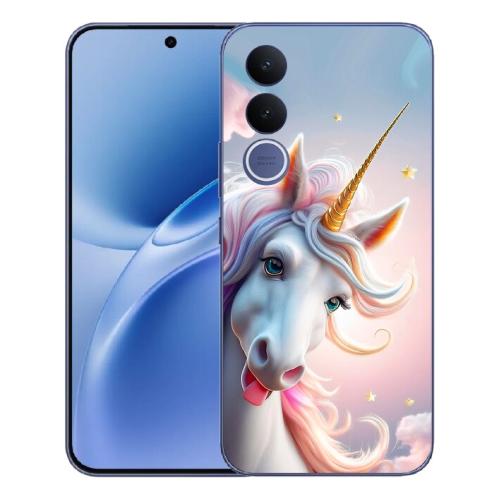 Gelový kryt mmCase na Vivo V70 FE - veselý jednorožec