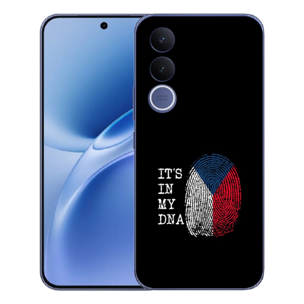 Gelový kryt mmCase na Vivo V70 FE - vlajka otisk prstu černé pozadí