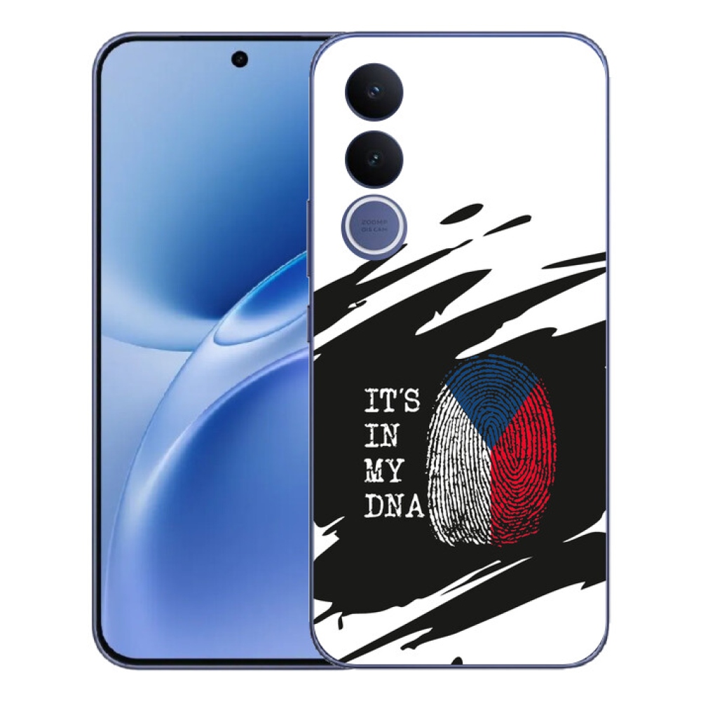 Gelový kryt mmCase na Vivo V70 FE - vlajka otisk prstu černobílé pozadí