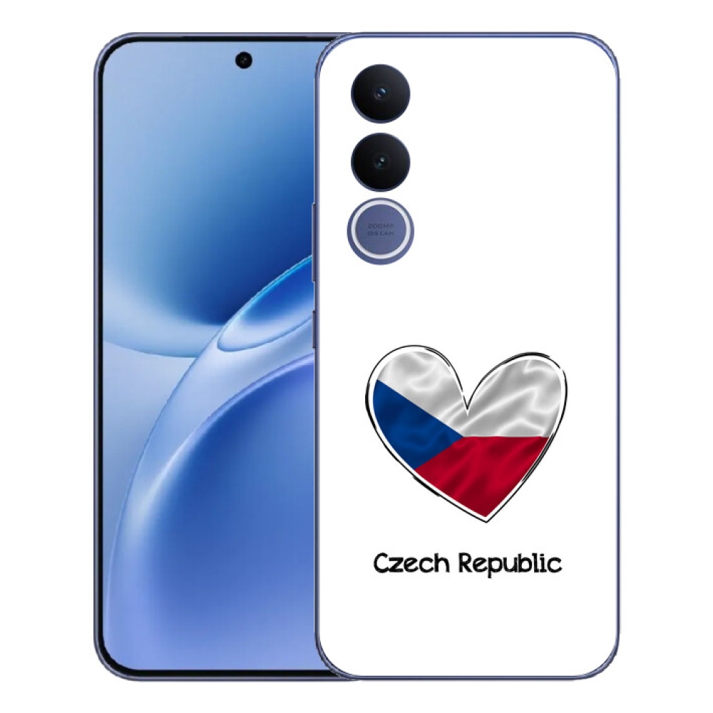 Gelový kryt mmCase na Vivo V70 FE - vlajka srdce bílé pozadí