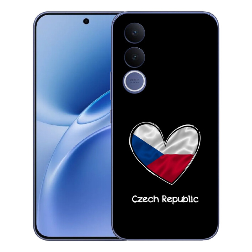 Gelový kryt mmCase na Vivo V70 FE - vlajka srdce černé pozadí