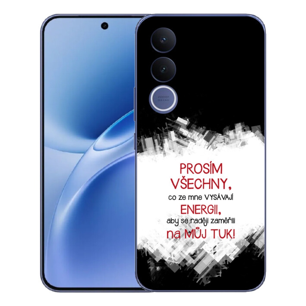 Gelový kryt mmCase na Vivo V70 FE - vtipný text 1 červený