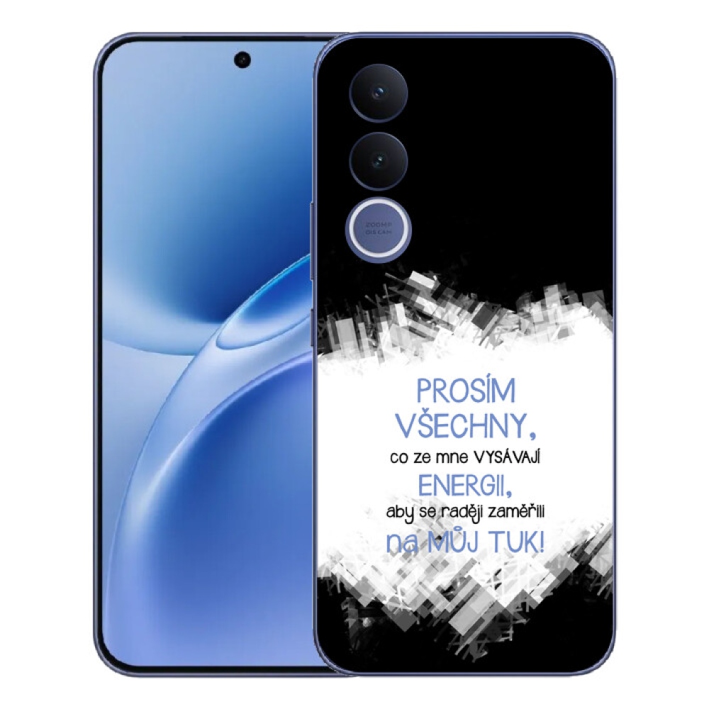 Gelový kryt mmCase na Vivo V70 FE - vtipný text 1 modrý
