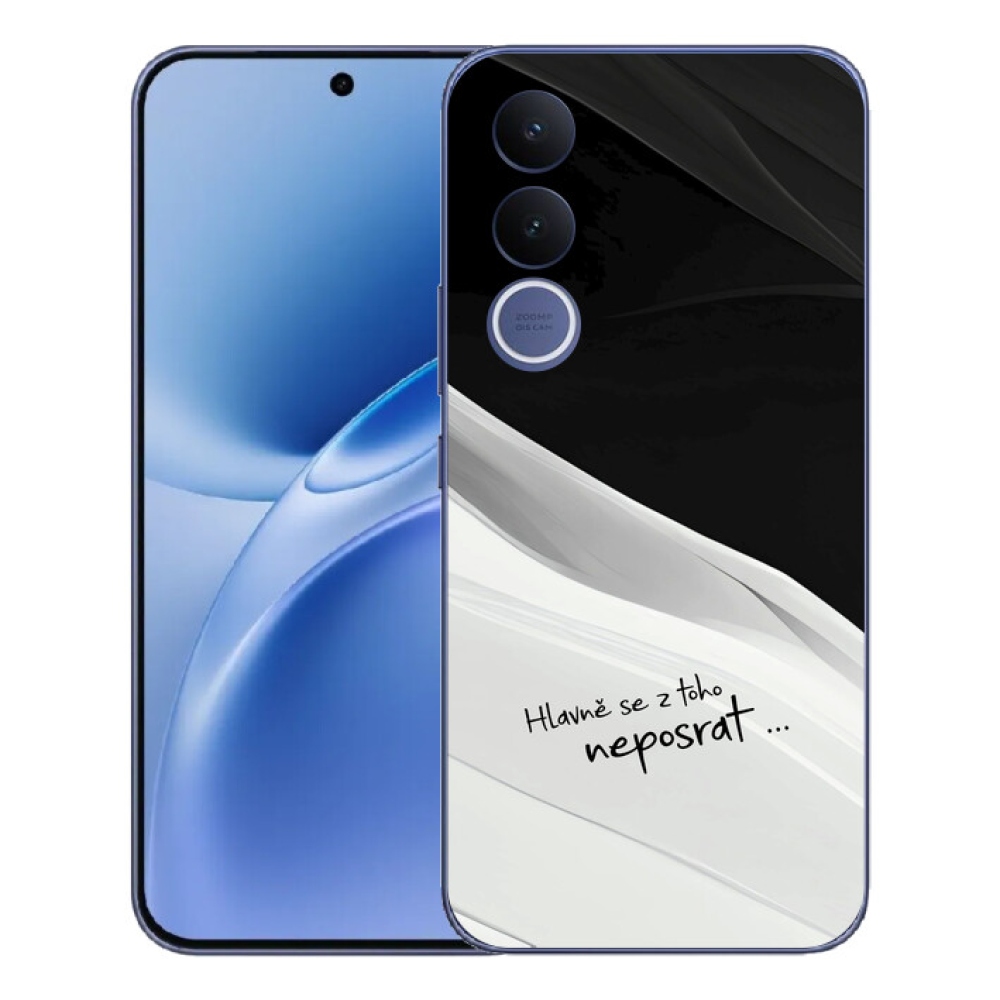 Gelový kryt mmCase na Vivo V70 FE - vtipný text 13 bíločerné pozadí