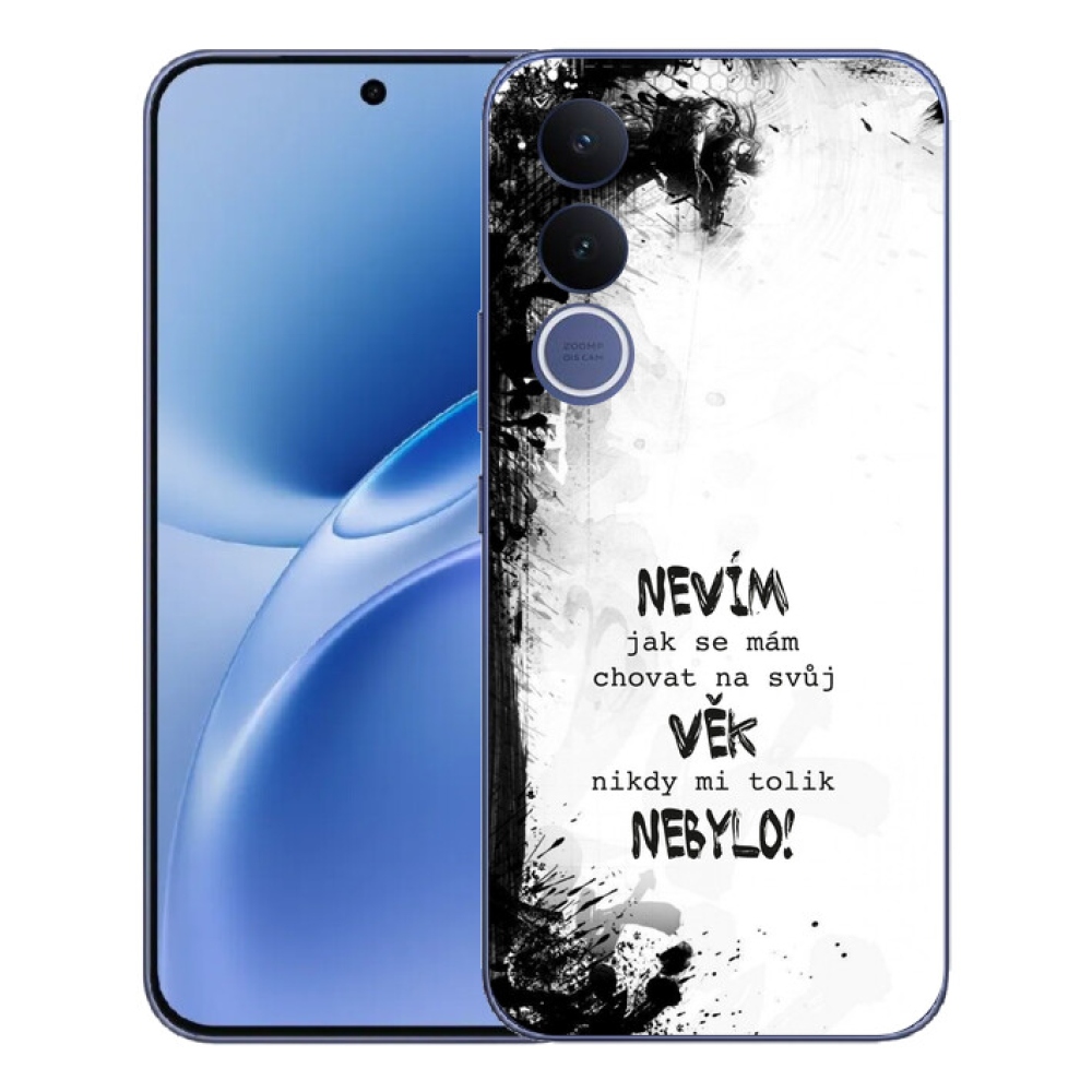 Gelový kryt mmCase na Vivo V70 FE - vtipný text 14 bílé pozadí
