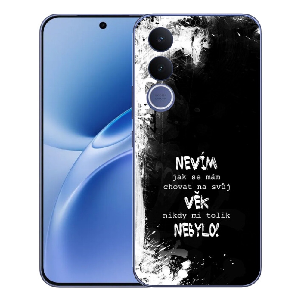 Gelový kryt mmCase na Vivo V70 FE - vtipný text 14 černé pozadí